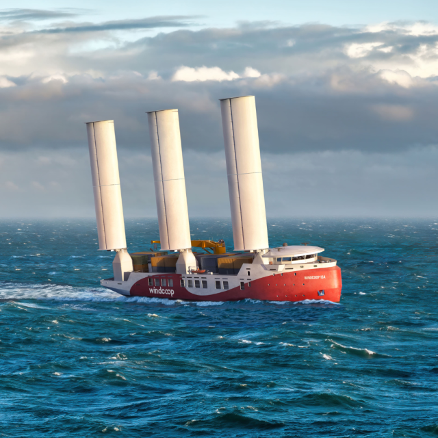 Sailing Windcoop container ship